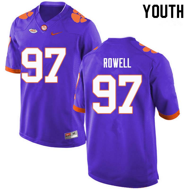 Youth #97 Nick Rowell Clemson Tigers College Football Jerseys Sale-Purple